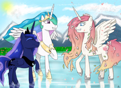 Size: 3300x2400 | Tagged: safe, artist:mlj-lucarias, princess celestia, princess luna, oc, alicorn, pony, alicorn oc, canada