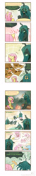 Size: 891x4333 | Tagged: safe, artist:howxu, fluttershy, queen chrysalis, changeling, changeling queen, hydra, nymph, pegasus, pony, blushing, changeling feeding, chrysalis's fluttered adventure, chrysashy, comic, cute, cute citizens of wuvy-dovey land, cutealis, female, hnnng, innocent kitten, multiple heads, shyabetes