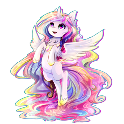 Size: 1800x1800 | Tagged: safe, artist:koveliana, princess celestia, alicorn, pony, chromatic aberration, color porn, cute, cutelestia, solo