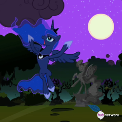 Size: 548x549 | Tagged: safe, screencap, princess luna, alicorn, pony, hub logo, hub network, official, solo, the hub