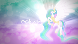 Size: 1920x1080 | Tagged: safe, artist:cr4zyppl, artist:cromerlock, princess celestia, alicorn, pony, armor, eyes closed, lens flare, solo, vector, wallpaper