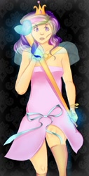 Size: 506x1000 | Tagged: safe, artist:henriettapink, princess cadance, clothes, female, humanized, multicolored hair, solo