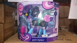 Size: 960x540 | Tagged: safe, queen chrysalis, changeling, changeling queen, clothes, goth, official, ponymania, socks, talking, toy