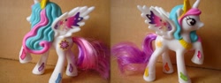 Size: 922x346 | Tagged: safe, princess celestia, irl, mcdonald's happy meal toys, photo, rainbow power, rainbow power-ified, solo, sticker, toy