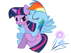 Size: 1600x1200 | Tagged: safe, artist:nightmaremoons, derpibooru import, rainbow dash, twilight sparkle, pegasus, pony, unicorn, blushing, female, kissing, lesbian, mare, shipping, simple background, sitting, tongue out, transparent background, twidash, vector