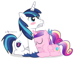 Size: 900x720 | Tagged: safe, artist:dm29, princess cadance, shining armor, alicorn, pony, unicorn, blushing, cuddling, duo, female, male, simple background, straight, transparent background