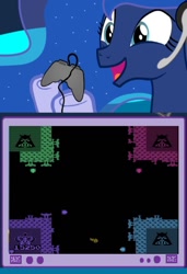 Size: 872x1272 | Tagged: safe, princess luna, alicorn, pony, atari, atari 2600, exploitable meme, female, gamer luna, meme, obligatory pony, tv meme, video game, warlords