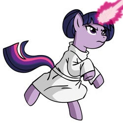 Size: 945x945 | Tagged: safe, artist:megasweet, derpibooru import, twilight sparkle, pony, unicorn, female, mare, princess leia, simple background, solo, star wars, white background