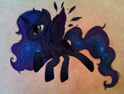 Size: 1024x779 | Tagged: safe, artist:rizzych, princess luna, alicorn, pony, princess of the night, solo, traditional art