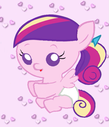 Size: 513x596 | Tagged: safe, artist:acuario1602, edit, princess cadance, alicorn, pegasus, pony, baby, baby pony, cropped, diaper, foal, pegasus cadance, solo