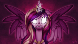 Size: 1280x720 | Tagged: safe, artist:heilos, princess cadance, alicorn, pony, angry, crying, glowing eyes, hate, rage, solo, spread wings, wings