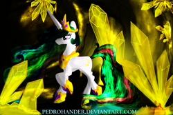 Size: 3000x2000 | Tagged: safe, artist:pedrohander, princess celestia, alicorn, pony, colored, crystal, digital art, female, gimp, mare, solo