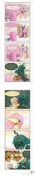 Size: 891x4333 | Tagged: safe, artist:howxu, fluttershy, queen chrysalis, changeling, changeling queen, hydra, pegasus, pony, blushing, chrysalis's fluttered adventure, chrysashy, comic, multiple heads