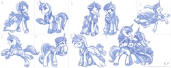 Size: 1750x700 | Tagged: safe, artist:kp-shadowsquirrel, princess cadance, shining armor, alicorn, pony, unicorn, crossdressing, sketch, sketch dump