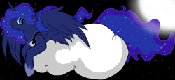 Size: 4221x1934 | Tagged: safe, artist:holyhell111, princess luna, alicorn, pony, female, horn, mare, simple background, solo