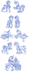 Size: 808x1958 | Tagged: safe, artist:kp-shadowsquirrel, princess cadance, shining armor, alicorn, pony, unicorn, accessory swap, clothes swap, crossdressing, sketch, sketch dump