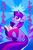 Size: 597x900 | Tagged: safe, artist:anjila, derpibooru import, twilight sparkle, pony, unicorn, abstract background, book, female, fixed, japanese, mare, smiling, solo