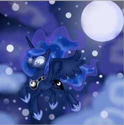 Size: 769x775 | Tagged: safe, artist:kayra, princess luna, alicorn, pony, moon, night, pixiv, solo, stars