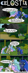 Size: 1300x3341 | Tagged: safe, artist:bredgroup, princess celestia, princess luna, alicorn, pony, comic:celostia, burn, comic, lost, translation