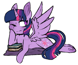 Size: 556x464 | Tagged: safe, artist:urbanqhoul, twilight sparkle, twilight sparkle (alicorn), alicorn, pony, book, simple background, solo, transparent background