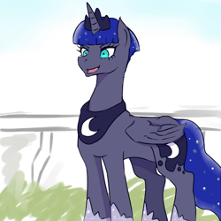 Size: 600x600 | Tagged: safe, artist:kuromozuku, princess luna, alicorn, pony, alternate hairstyle, bobcut, pixiv, solo