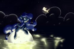 Size: 4500x3000 | Tagged: safe, artist:solipsus, princess luna, alicorn, pony, absurd resolution, night, solo, stars, tangible heavenly object