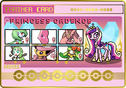 Size: 246x172 | Tagged: safe, artist:seaandsunshine, princess cadance, alicorn, pony, delcatty, gardevoir, lilligant, lopunny, luvdisc, meloetta, pokémon, trainer card