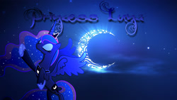 Size: 1920x1080 | Tagged: safe, artist:akili-amethyst, artist:mr-kennedy92, princess luna, alicorn, pony, crescent moon, design, female, mare, night, rearing, solo, vector, wallpaper