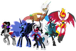 Size: 12727x8506 | Tagged: artist needed, source needed, safe, discord, eris, king sombra, lady tirek, lord tirek, nightmare moon, queen chrysalis, queen umbra, sunset satan, sunset shimmer, changeling, changeling queen, equestria girls, absurd resolution, antagonist, girl's night out, rule 63