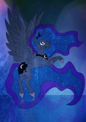 Size: 752x1063 | Tagged: dead source, safe, artist:holyhell111, princess luna, alicorn, pony, rearing, solo