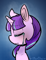 Size: 297x387 | Tagged: safe, artist:urbanqhoul, starlight glimmer, pony, unicorn, bust, crying, eyes closed, portrait, solo