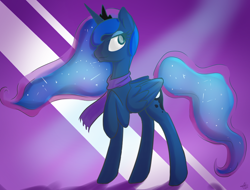 Size: 1000x760 | Tagged: safe, artist:futaku, princess luna, alicorn, pony, clothes, scarf, smiling, solo