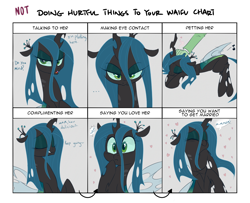 Size: 1600x1300 | Tagged: safe, artist:adequality, artist:jessy, queen chrysalis, oc, oc:anon, changeling, changeling queen, burp, changeling feeding, cute, cutealis, doing loving things, eyes closed, female, heart, looking at you, meme, open mouth