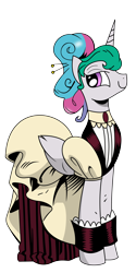 Size: 2500x5000 | Tagged: safe, artist:andypriceart, artist:brunursus, idw, princess celestia, alicorn, pony, alternate hairstyle, clothes, dress, female, mare, simple background, solo, transparent background, vector