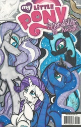 Size: 1024x1593 | Tagged: safe, artist:ponygoddess, nightmare moon, nightmare rarity, princess luna, rarity, alicorn, pony, unicorn, cover art, duality, i can't believe it's not idw, nightmare grayity