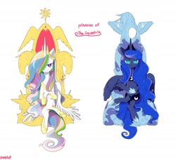 Size: 1712x1558 | Tagged: safe, artist:cosmichat, princess celestia, princess luna, alicorn, pony, crossed legs, looking at you, throne