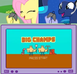 Size: 1634x1584 | Tagged: safe, fluttershy, princess luna, alicorn, pegasus, pony, exploitable meme, gamer luna, meme, obligatory pony, regular show, tv meme