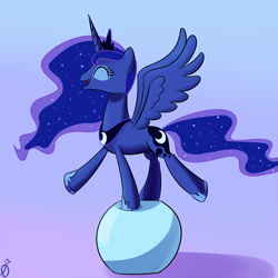 Size: 900x900 | Tagged: safe, artist:paradigmpizza, princess luna, alicorn, pony, ball, female, horn, mare, solo