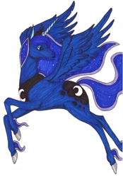 Size: 1187x1703 | Tagged: safe, artist:jdp218, princess luna, alicorn, pony, simple background, solo, traditional art