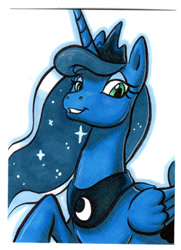 Size: 269x371 | Tagged: safe, artist:retrostarling, princess luna, alicorn, pony, female, horn, mare, solo, traditional art