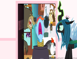 Size: 1280x985 | Tagged: safe, queen chrysalis, rainbow dash, changeling, changeling queen, pegasus, pony, exploitable meme, fluffle puff's closet, meme