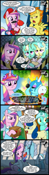 Size: 628x2200 | Tagged: safe, artist:madmax, bon bon, lyra heartstrings, princess cadance, screw loose, spitfire, sweetie drops, animal crossing, bovine, cap, comic, cosplay, crossover, female, gemini, hat, implied bisexual, implied gay, implied lesbian, julian, lesbian, lyrabon, mario, mario's hat, moustache, padded cell, ponyscopes, scott pilgrim, scott pilgrim vs the world, shining armor gets all the mares, shipping, straitjacket, super mario bros., tatu, zodiac