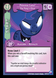 Size: 341x476 | Tagged: safe, princess luna, alicorn, pony, canterlot nights, card, ccg, enterplay, glowing eyes, mlp trading card game, solo