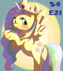 Size: 1532x1718 | Tagged: safe, artist:misocha, fluttershy, princess celestia, alicorn, pegasus, pony, testing testing 1-2-3, clothes, costume, fake horn, pixiv, shylestia, solo, sparkles