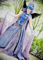 Size: 694x960 | Tagged: artist needed, safe, princess luna, human, 2013, clothes, convention, cosplay, dokomi, dress, irl, irl human, photo, solo