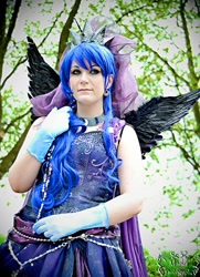 Size: 694x960 | Tagged: artist needed, safe, princess luna, human, 2013, clothes, convention, cosplay, dokomi, dress, irl, irl human, photo, solo
