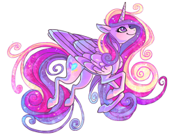 Size: 910x717 | Tagged: safe, artist:griffsnuff, princess cadance, alicorn, pony, cutie mark, female, horn, looking up, simple background, smiling, solo, white background, wings