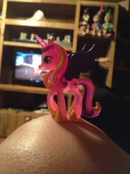 Size: 956x1280 | Tagged: safe, princess cadance, alicorn, pony, blind bag, irl, knee, photo, smiling, solo, spread wings, toy