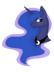 Size: 1024x1365 | Tagged: safe, artist:ridgessky, princess luna, alicorn, pony, head, missing accessory, simple background, smiling, solo