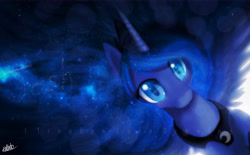 Size: 10560x6541 | Tagged: safe, artist:ifreakenlovedrawing, princess luna, alicorn, pony, absurd resolution, beautiful, bust, colored pupils, digital art, ethereal mane, female, lightly watermarked, looking at you, mare, signature, solo, spread wings, starry eyes, starry mane, stars, watermark, wingding eyes, wings